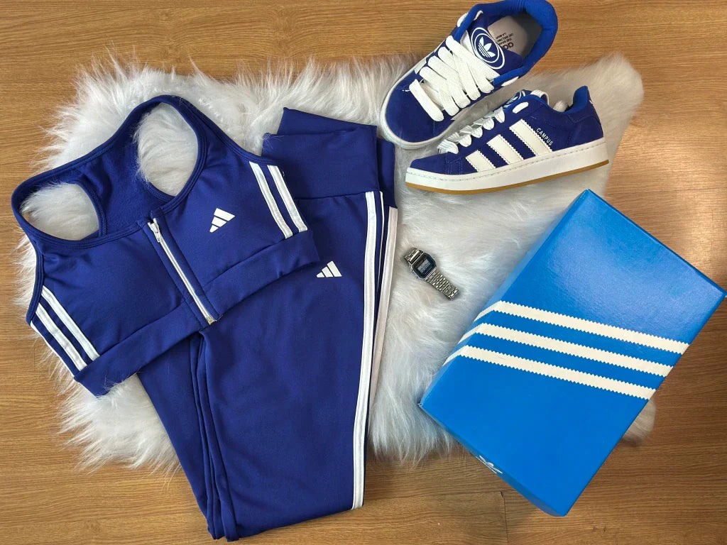 Kit Ad Zíper Azul Royal + Tênis Campus Azul